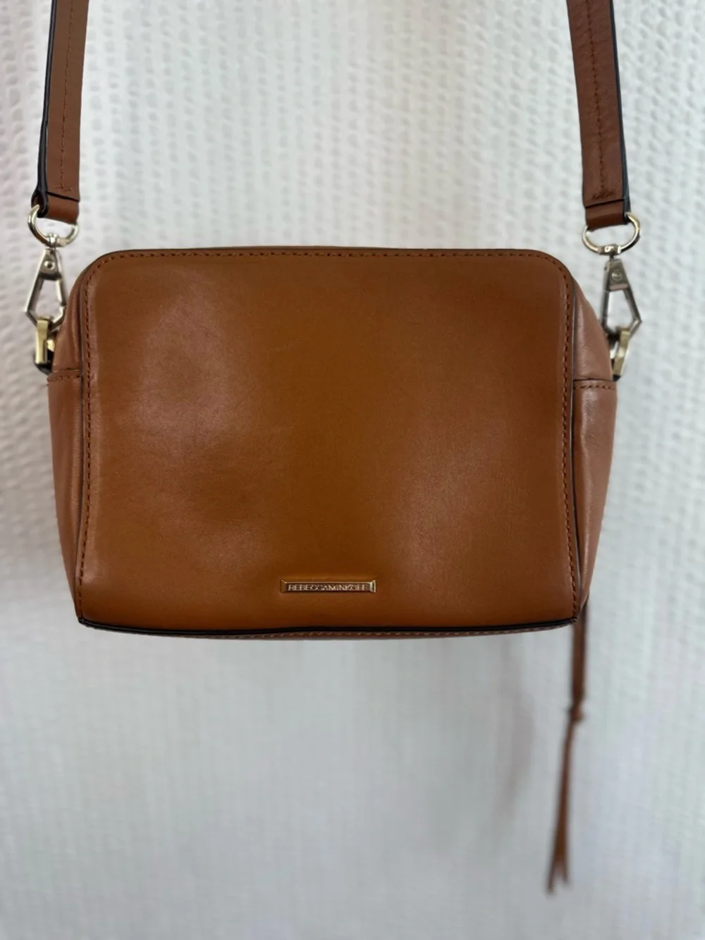 Rebecca Minkoff Mini Sofia Brown Leather Tassel Crossbody Bag Adjustable Strap